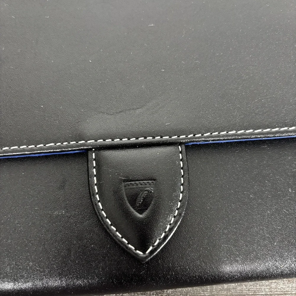 Aspinal Of London Black Leather Travel Wallet Passport Document Organizer Case